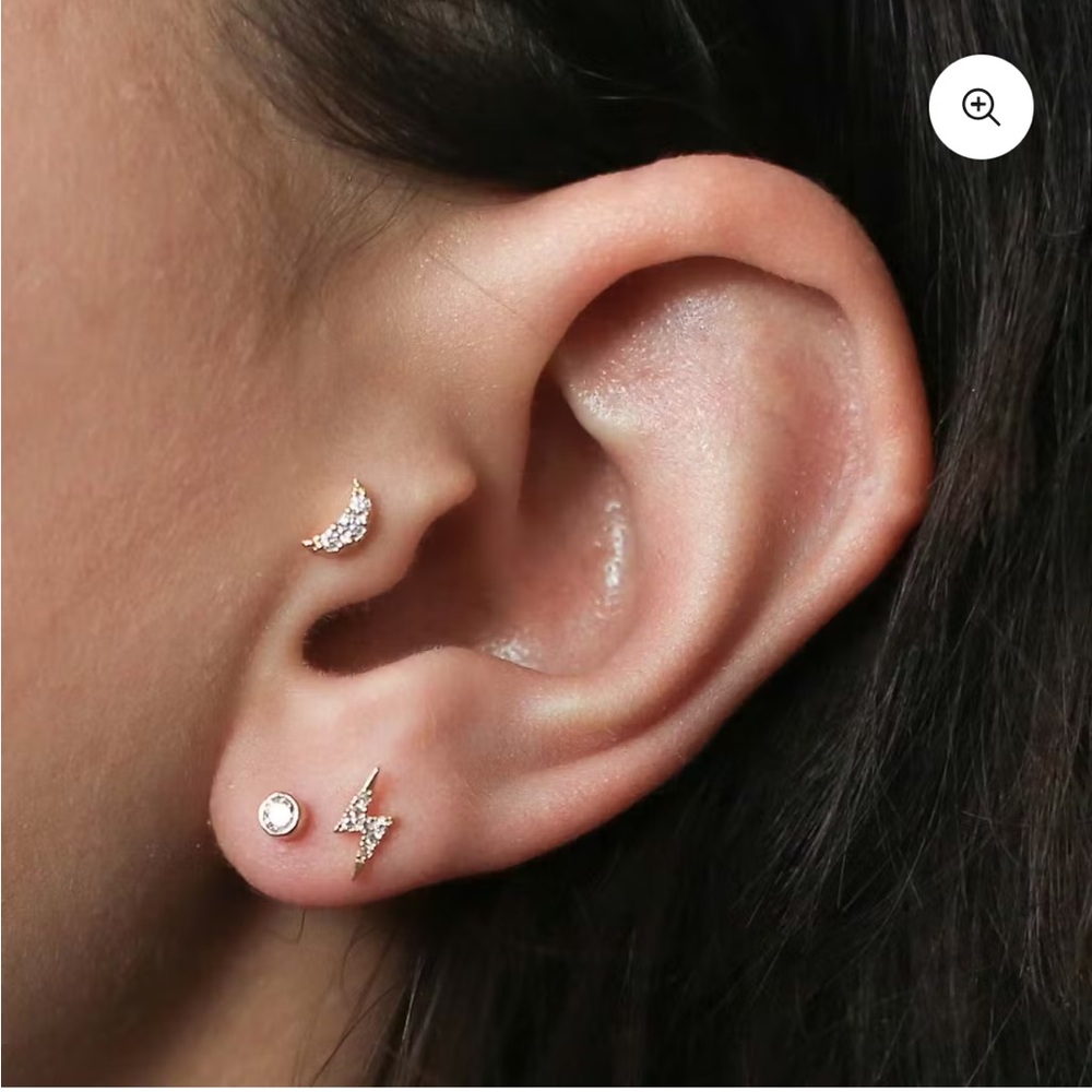 Maison Miru Tiny Crystal Threaded Flat Back Earri… - image 2